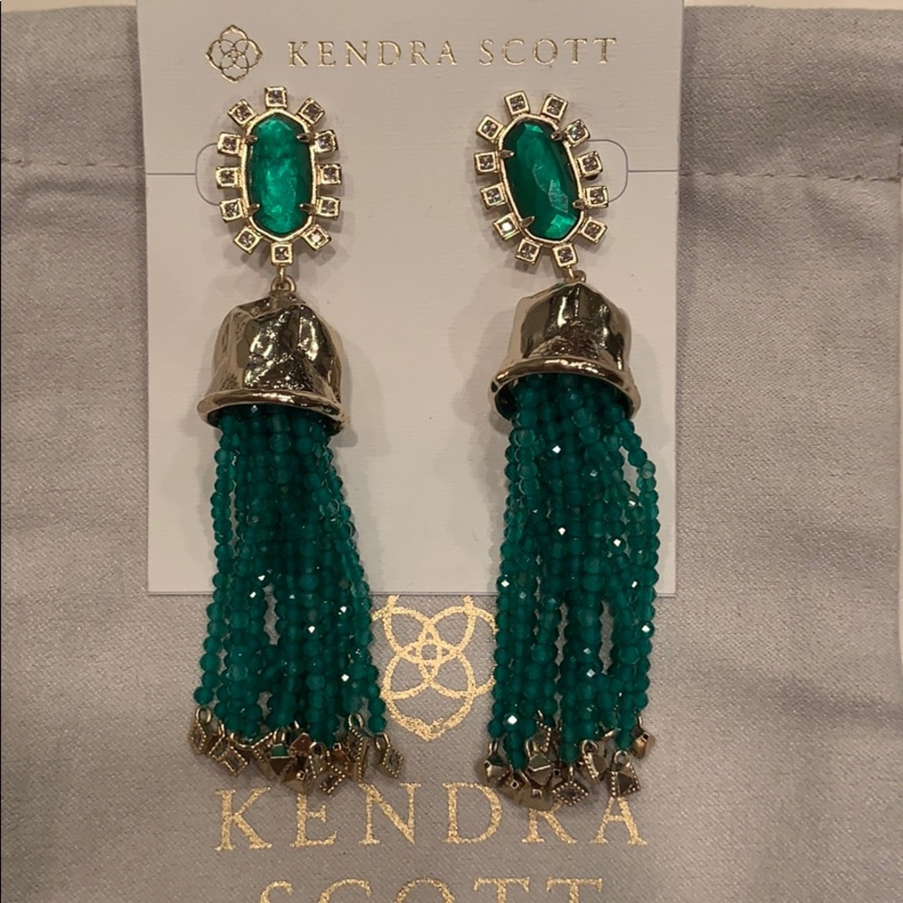 Kendra Scott emerald illusion earrings.